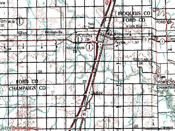 Zip code 60957 topographic map