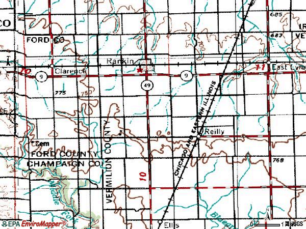 Zip code 60960 topographic map