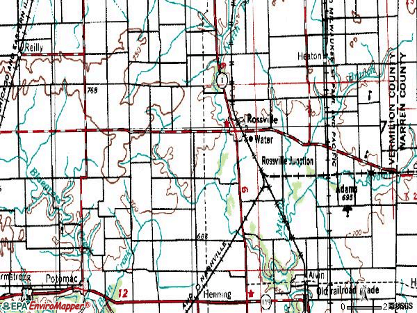 Zip code 60963 topographic map