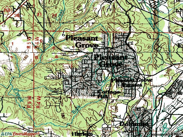 Zip code 35127 topographic map