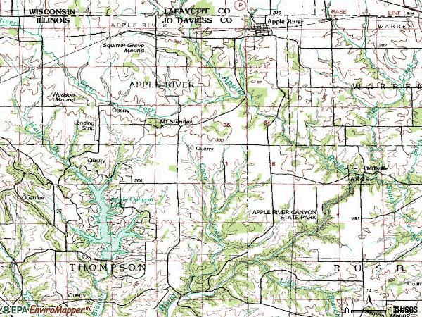 Zip code 61001 topographic map