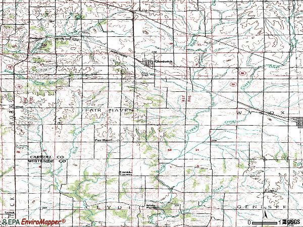 Zip code 61014 topographic map
