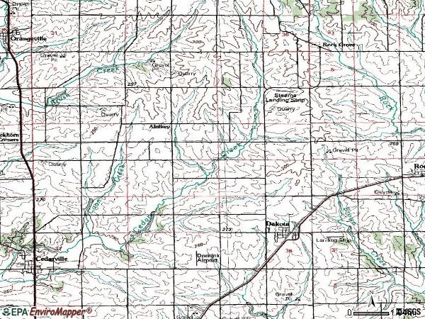 Zip code 61018 topographic map