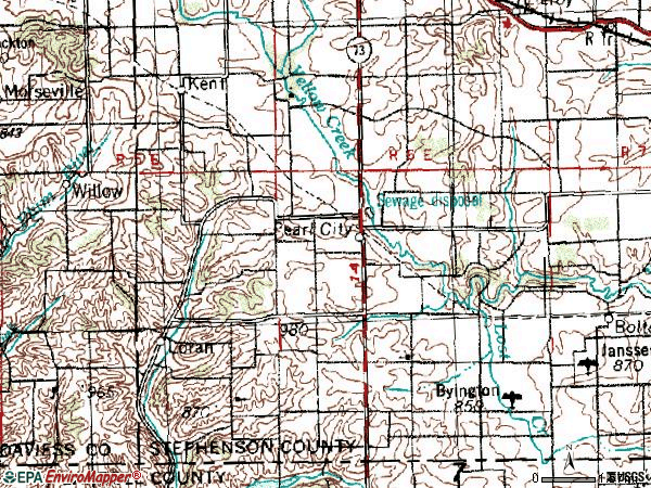 Zip code 61062 topographic map