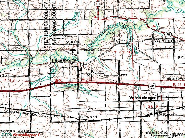 Zip code 61063 topographic map