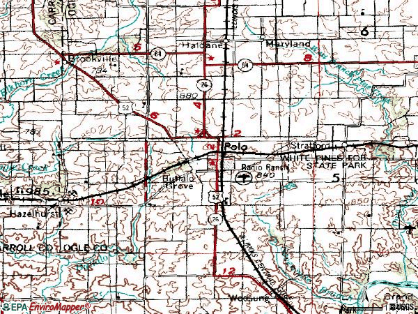 Zip code 61064 topographic map