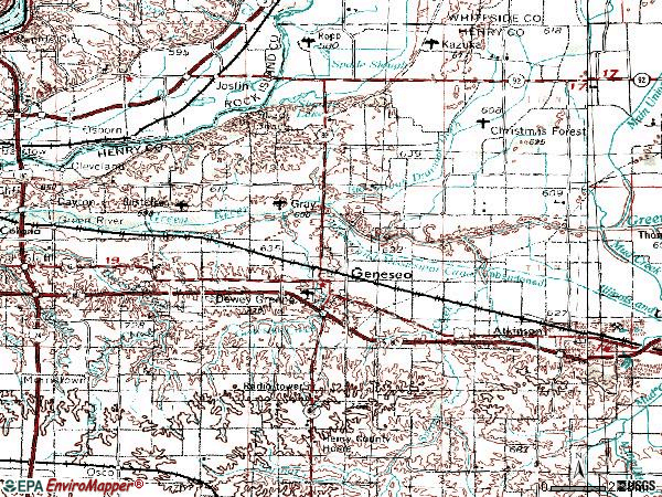 Zip code 61254 topographic map