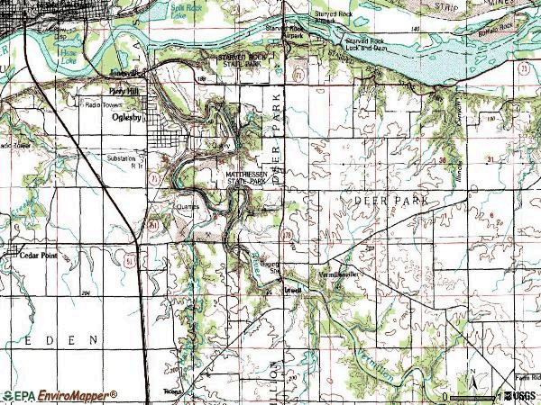 Zip code 61348 topographic map