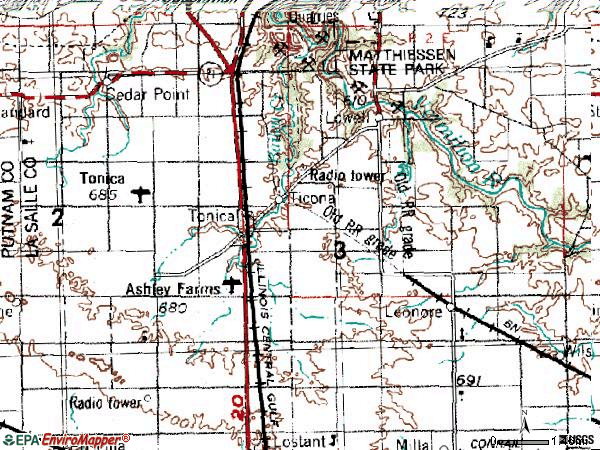 Zip code 61370 topographic map