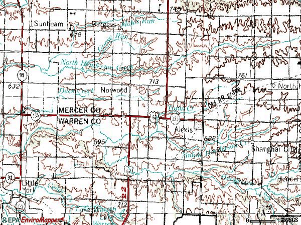 Zip code 61412 topographic map