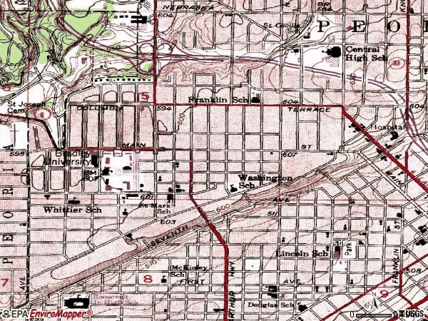 Zip code 61606 topographic map