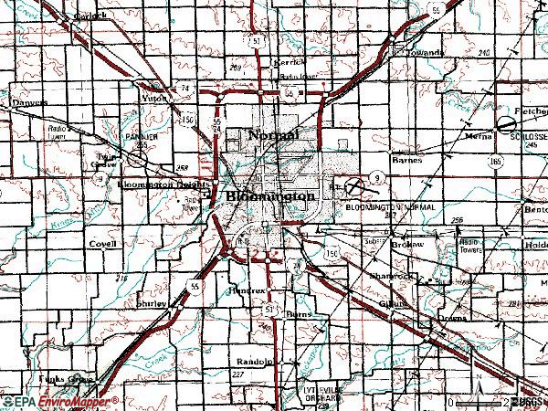 Zip code 61704 topographic map