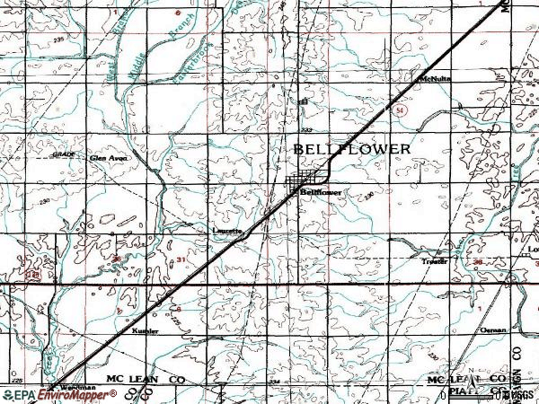 Zip code 61724 topographic map