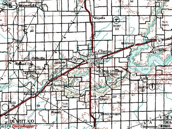 Zip code 61727 topographic map