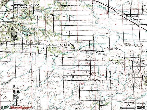 Zip code 61732 topographic map