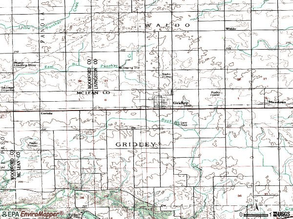 Zip code 61744 topographic map