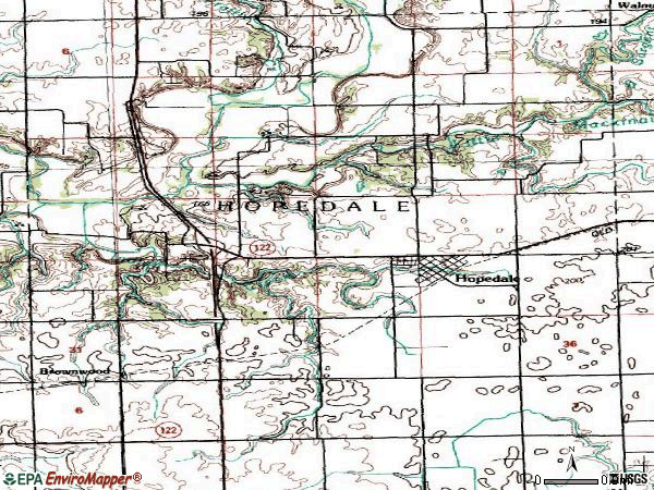 Zip code 61747 topographic map