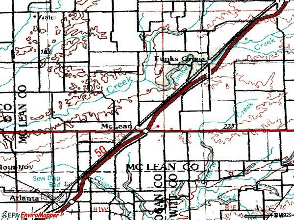 Zip code 61754 topographic map