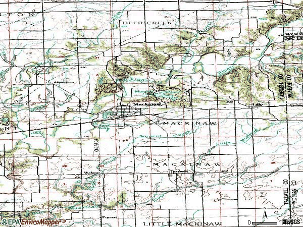 Zip code 61755 topographic map