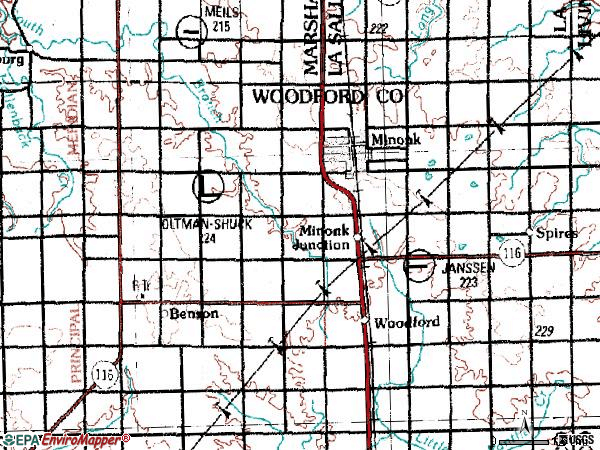 Zip code 61760 topographic map