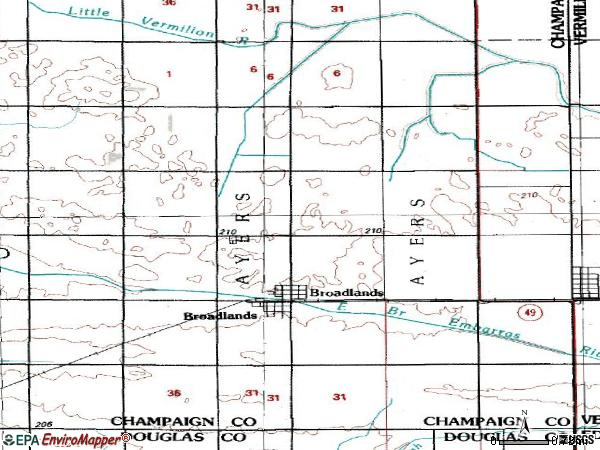 Zip code 61816 topographic map