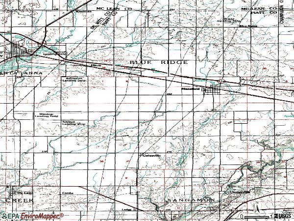Zip code 61854 topographic map