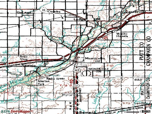 Zip code 61856 topographic map