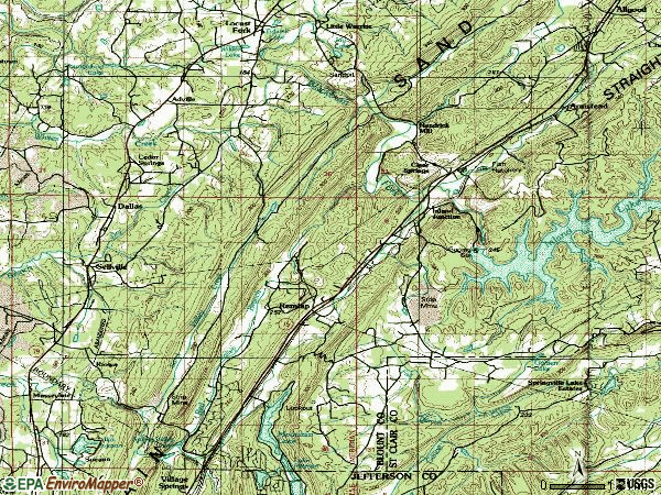 Zip code 35133 topographic map