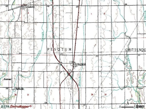 Zip code 61863 topographic map