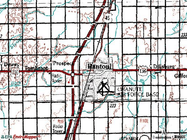 Zip code 61866 topographic map