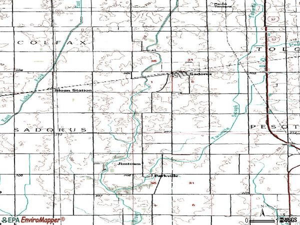 Zip code 61872 topographic map