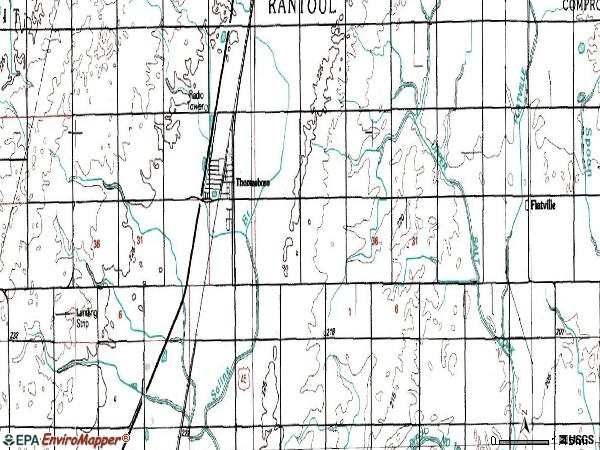 Zip code 61878 topographic map