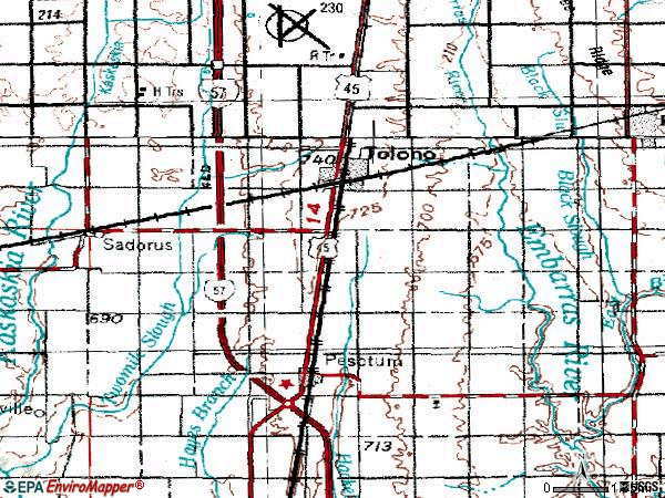 Zip code 61880 topographic map