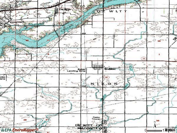 Zip code 61882 topographic map