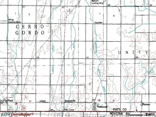 Zip code 61929 topographic map