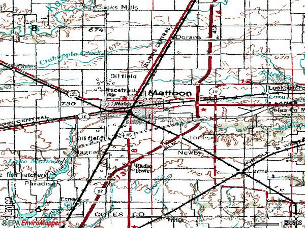 Zip code 61938 topographic map
