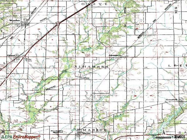 Zip code 62001 topographic map