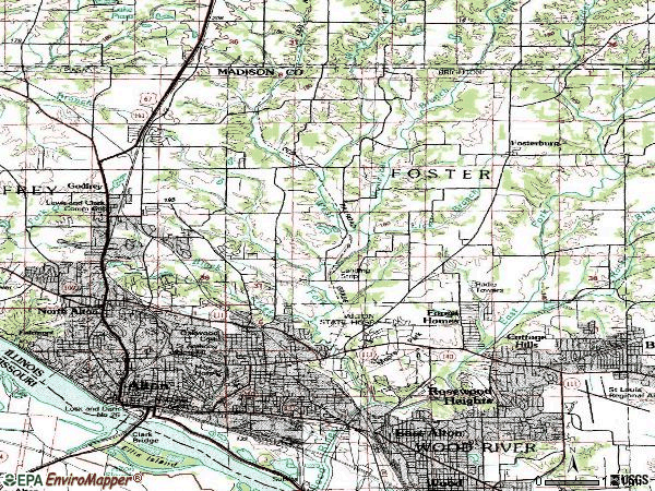 Zip code 62002 topographic map