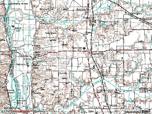 Zip code 62016 topographic map
