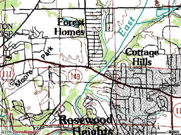 Zip code 62018 topographic map