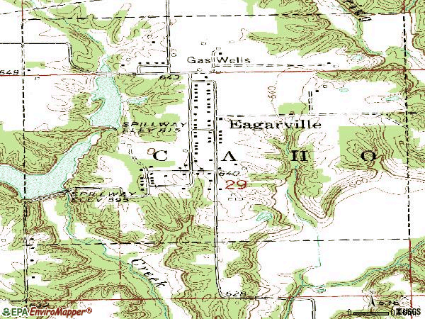 Zip code 62023 topographic map