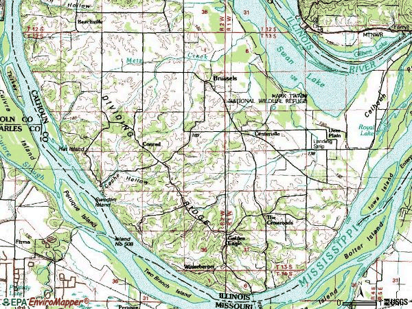 Zip code 62037 topographic map