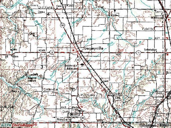 Zip code 62052 topographic map