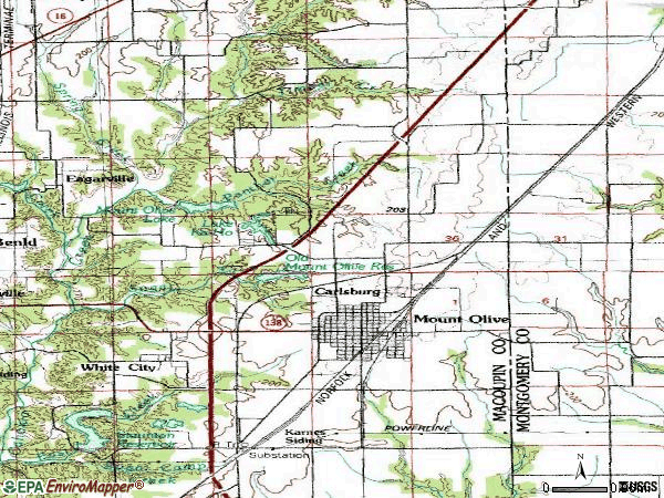 Zip code 62069 topographic map