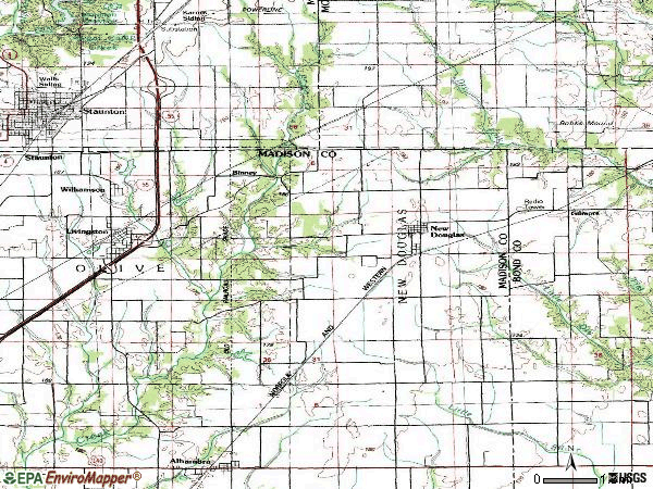 Zip code 62074 topographic map