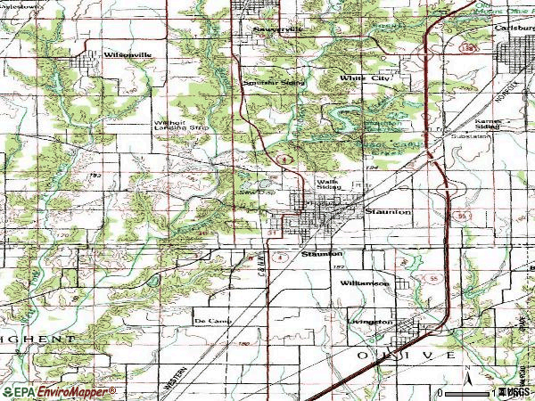 Zip code 62088 topographic map