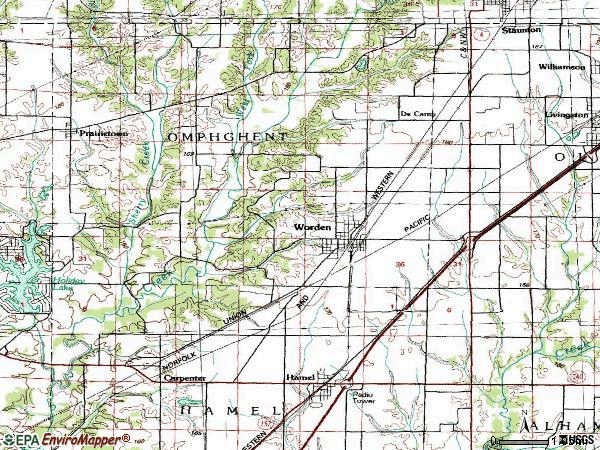 Zip code 62097 topographic map