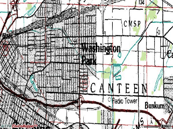 Zip code 62204 topographic map