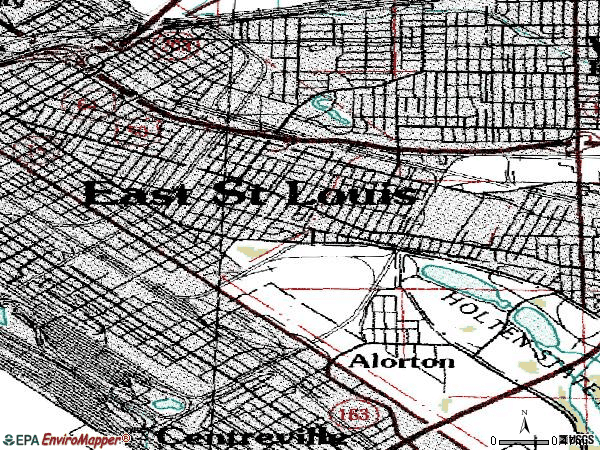 Zip code 62205 topographic map
