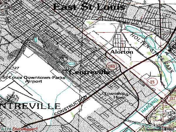 Zip code 62207 topographic map